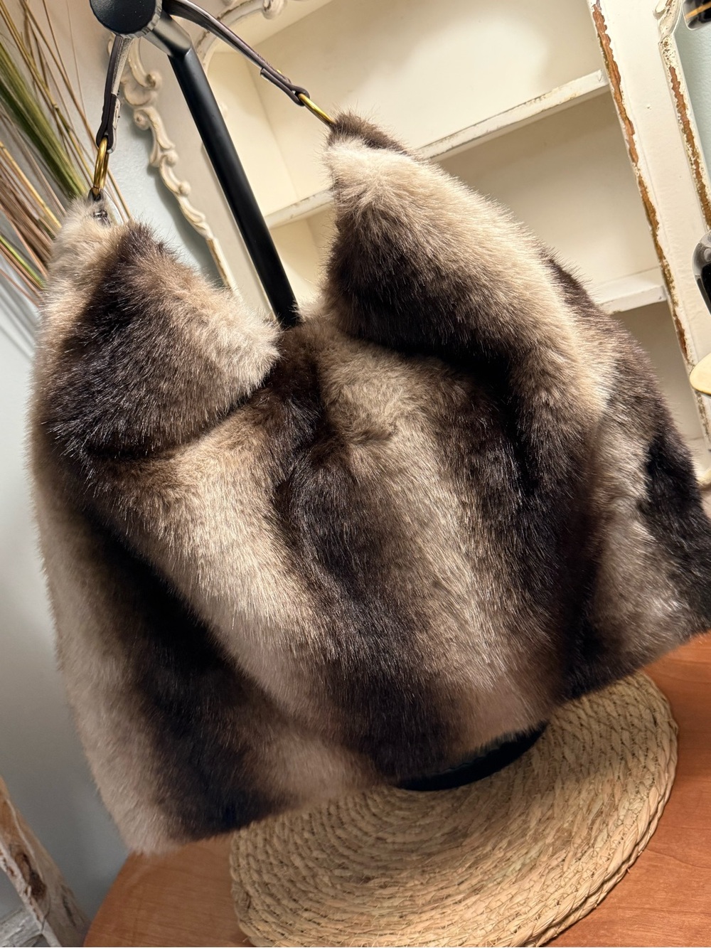 Betsey Johnson Luxurious Brown Faux Fur Shoulder Bag